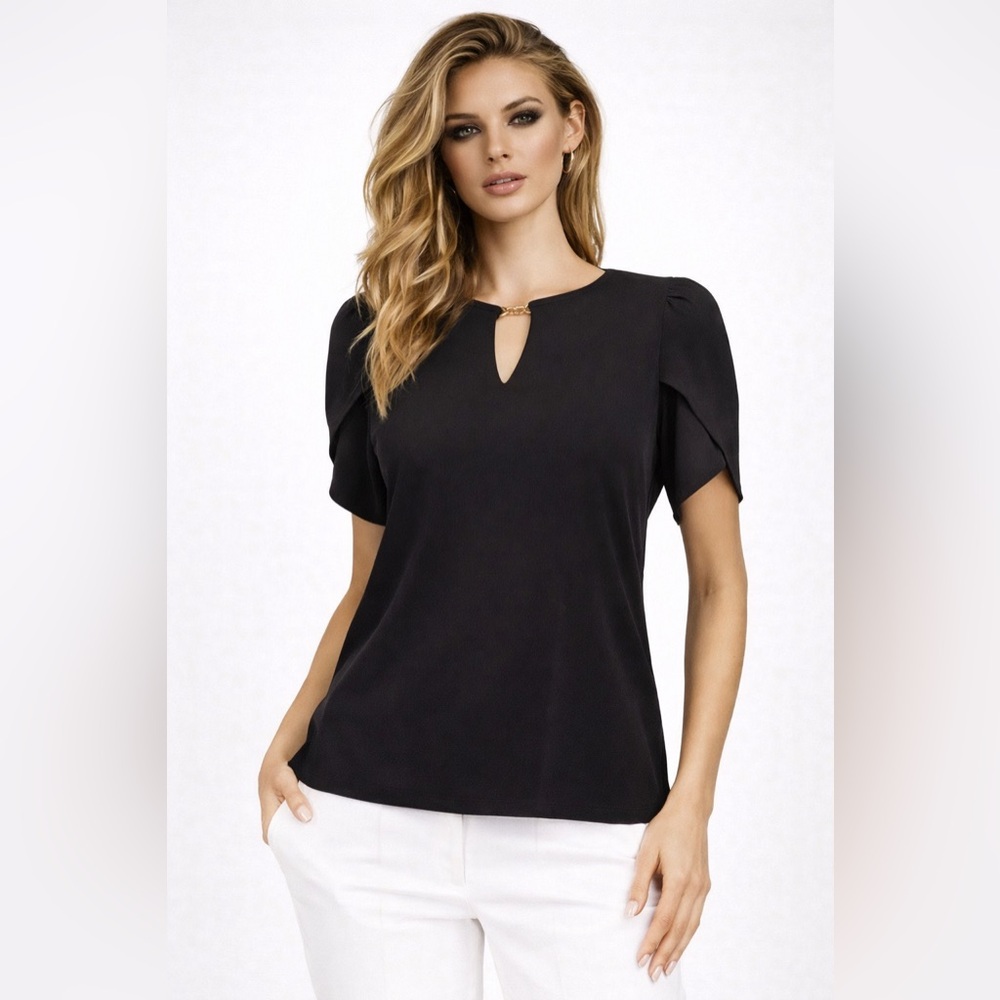 Michael Kors Black Cap Sleeve Blouse Relaxed Fit